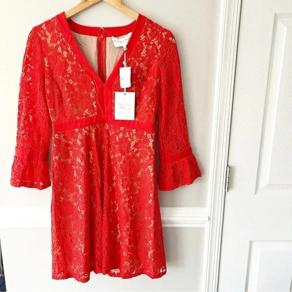 NWT Charles Henry Dress V Neck Flutter Sleeve Red Cocktail Dress Size XS - Picture 8 of 9